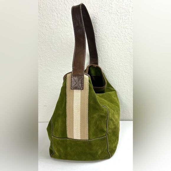 Vintage Ruehl No. 925 Green Suede and Brown Leather Tote - Picture 5 of 14